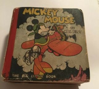 Vintage 1933 Little Big Book Mickey Mouse The Mail Pilot Walt Disney