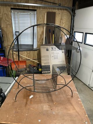 Vintage Mid Century Modern Metal Wire Plant Or Record Stand