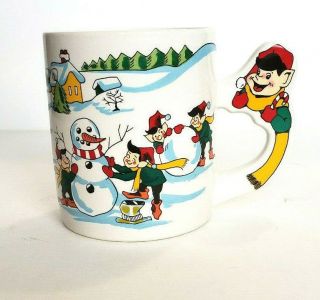Vintage 1988 The Love Mug Christmas Pixie Elf Coffee Mug Cup Korea Snowman Snow