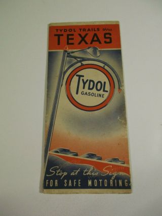 Vintage 1938 Tydol Trails Texas State Highway Gas Station Travel Road Map - A50