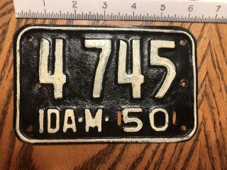 Rare 1950 Idaho Motorcycle License Plate Vintage Mc Antique Ida Indian Repaint