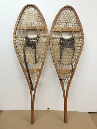 Old Antique Vintage Indian Made 13 " X 42 " Snowshoes For Decor Or Arts And Craft