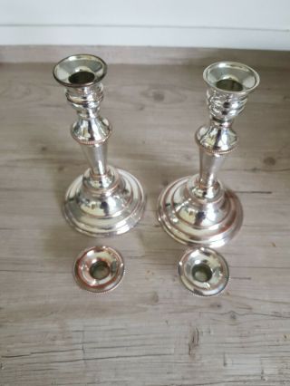 Good Pair Vintage ' Sheffield Plate ' Silver On Copper Candlesticks 3