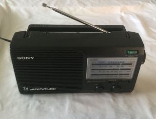 Vintage Sony Icf - 34 4 Band Portable Electric Am/fm,  Tv Weather Radio Ac/dc
