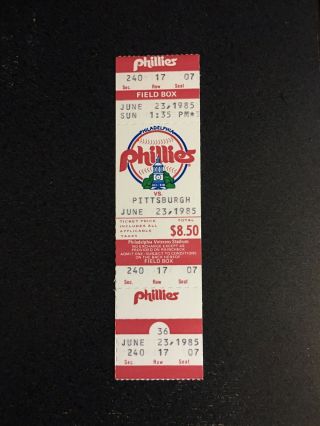 1985 Mike Schmidt Home Run 432 Full Ticket Stub Phillies @veterans Stadium