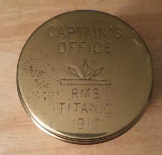 Vintage SS Titanic Brass Tin Captains Office RMS 1912 Trinket Coin Box Novelty 3