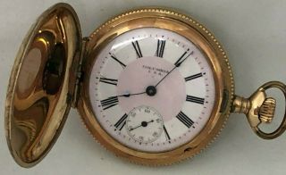 1896 - 1899 Columbia Pocket Watch Dual Toned Dial Gold Filled Hunter Case