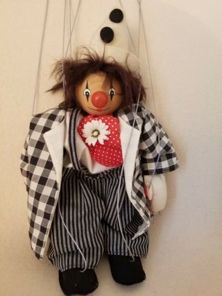 Vintage Sigikid Germany Wood And Fabric Marionette Puppet Clown