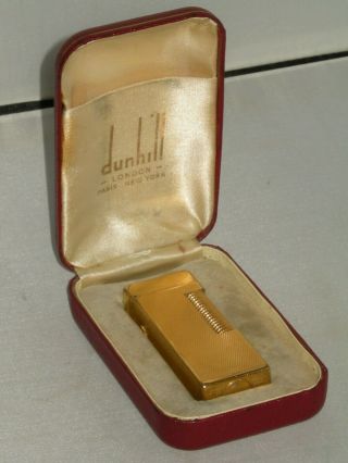 Dunhill Gold Plated Vintage Barley Rollagas Lighter With Display Box C1970s