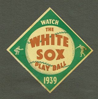 1939 Chicago White Sox Schedule,  Gold Foil Window Decal; 4 " X4 ",