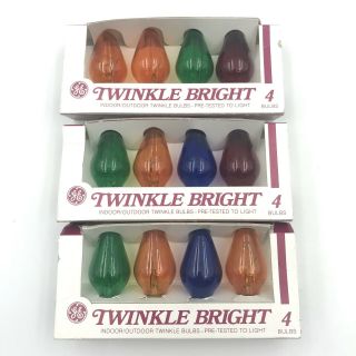 12 Twinkle Bright Ge Light Bulbs Indoor Outdoor Vintage Orange Green Blue Red