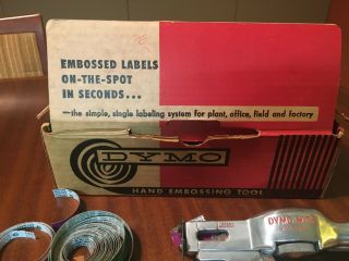 Vintage Dymo Mite Tapewriter Hand Embossing Tool Model M - 2 Polished Aluminum 2
