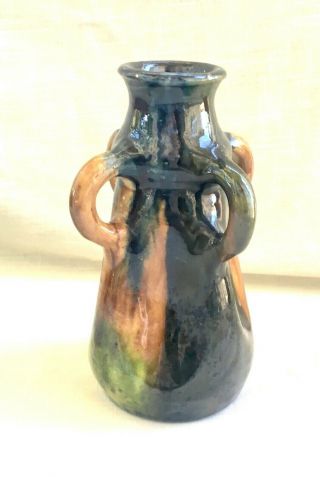 Antique Drip Ware Mission/arts & Crafts Pottery,  4 Handled Vase - Belgium