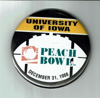 1988 Iowa Hawkeyes Football Peach Bowl Pinback Pin Button 3 1/2 "
