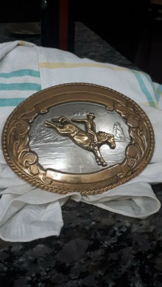 Vintage Large Tony Lama German Silver Bronze Orn.  Jewelers Bucking Horse Cowboy