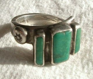 Vintage Sterling Silver & Deep Green Turquoise Ring