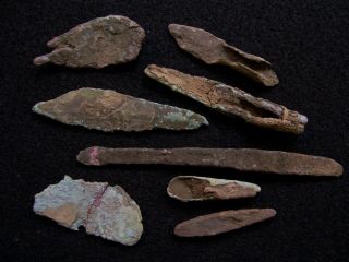 8 Authentic Old Copper Culture Artifacts From Vilas County,  Wisconsin