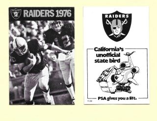 1976 Oakland Raiders Folding Schedule - Sponsor Psa - 2019 Last Year In Oakland