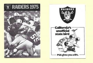 1975 Oakland Raiders Folding Schedule - Sponsor Psa - 2019 Last Year In Oakland