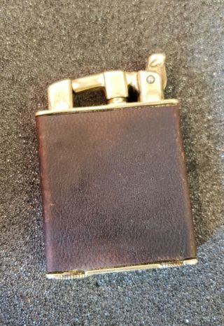 Vintage Carlton Kumapart Automatic Lighter Leather Gold Plated
