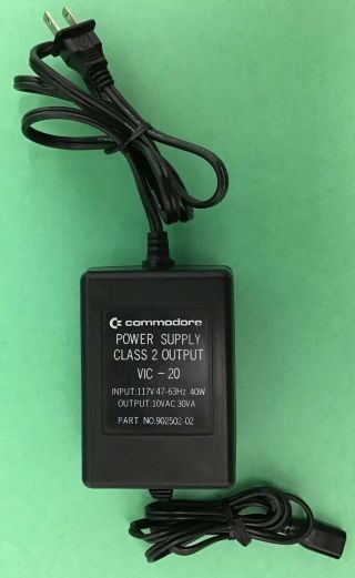 Early Commodore Vic - 20 Power Supply 902502 - 02 2 Pin Female Adapter