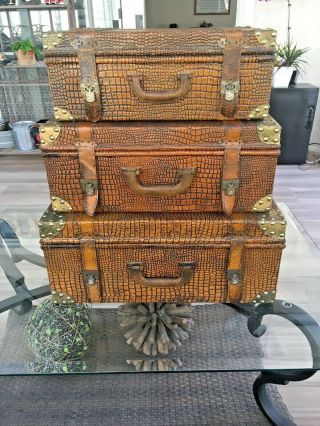 Decorative Nesting Suitcase Set Vintage