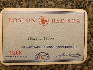 Boston Red Sox Ticket Pass 1967