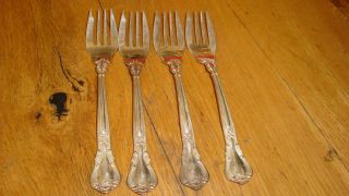 Four 4 Vintage Gorham Sterling Silver Salad Dessert Forks Chantilly No Mono