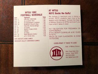 1982 Dallas Cowboys Nfl Football Schedule Rotc West Texas State Univ W Oilers