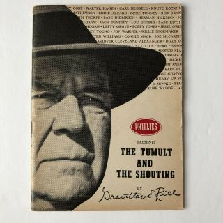 Grantland Rice " Tumult & Shouting " 1954 Booklet " Phillies Cigars " Sports Series