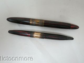 Vintage Sheaffer Lifetime Tuckaway Red Striated Fountain Pen & Pencil Set