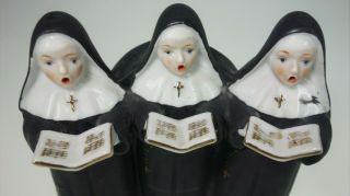 Wind Up Singing Holy Nuns Plays Dominique Vtg Japan Porcelain Music Box 3