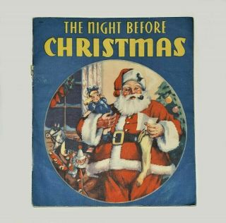 Vtg C.  1939 Whitman The Night Before Christmas Keith Ward 10 X 8 1/2 Linen Book
