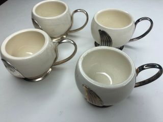 E Wmf Germany Sterling Plate Vtg Retro 50s Mcm Ceramic Cups Mugs