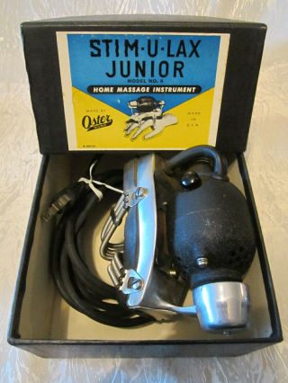 Vintage Oster Stim - U - Lax Stimulax Junior M - 4 Massage Vibrator & Box