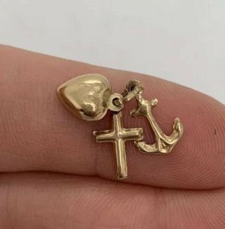 9ct Gold Faith Hope And Charity Vintage Charm