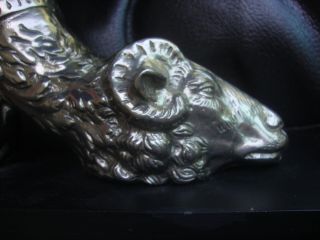 Antique Silver Color Bronze Figurine Ram,  s Goat Head 2
