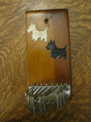 Vintage Wooden Tie Rack/holder - Scottie Dog/west Highland Terrier C 1930 