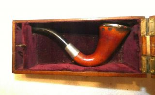 Vintage Calabash Pipe With Silver Band And Top Hallmarked Chester 1909