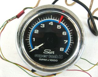Vintage Sun Tach Ii 8k Rpm Tachometer 2 W/mounting Bracket -