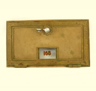 Vintage Post Office Box Door Brass Glass Number 168 Corbin 1958 Large Po Usps
