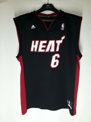 Adidas Adult Lebron James Miami Heat 6 Jersey Black And Red Nba