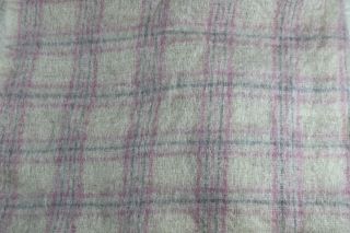 Vintage Cushendale Blanket Throw Afghan Made Ireland Mohair Wool Pink Blue Plaid 3