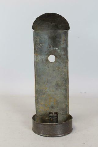 A Early 19th C Tin Candle Sconce In An Old Grungy Surface With Great Patina
