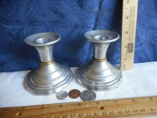 Vintage Wilton Usa Pewter Candle Holders Pair Columbia,  Pa 1973 Mcmlxiii Solid