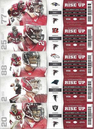 2012 Nfl Atlanta Falcons Full Football Tickets Entire Home Season - 10 Tix