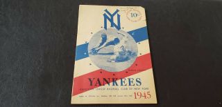 1945 York Yankees Vs Boston Red Sox Game Program