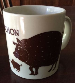 Vintage Taylor & Ng " Cochon " Brown Pig Coffee Mug Japan