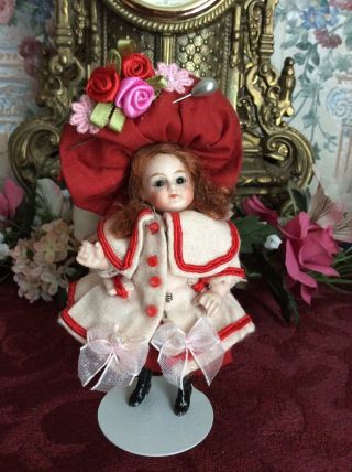 Sweet “as Is” 4 Inch Antique All Bisque Miniature German Doll Ca.  1880 - 1910