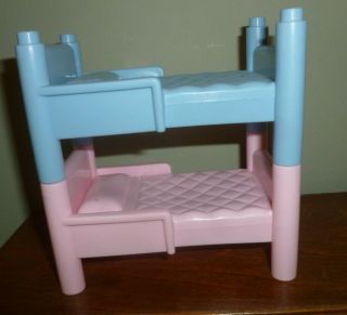 Vintage Playskool Dollhouse Bunk Beds Blue And Pink